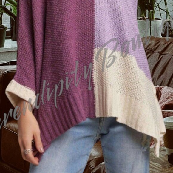 Passionate Purple Boho Beauty Dolman Handkerchief Uber Baggy Loose Knit Soft Swe - Picture 5 of 8